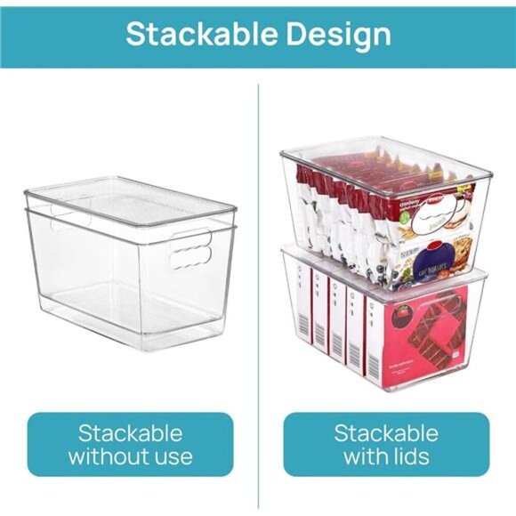 4Pack Clear Stackable StorageBins with Lids,Large Plastic Containers with Handle - Picture 3 of 7